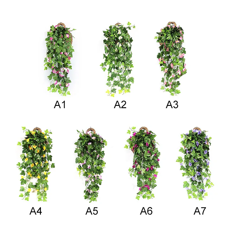Поддельные Петуния лоза Висячие Цветы зеленый лист Висячие венок из виноградных листьев искусственный цветок для стены украшение дома балконное украшение