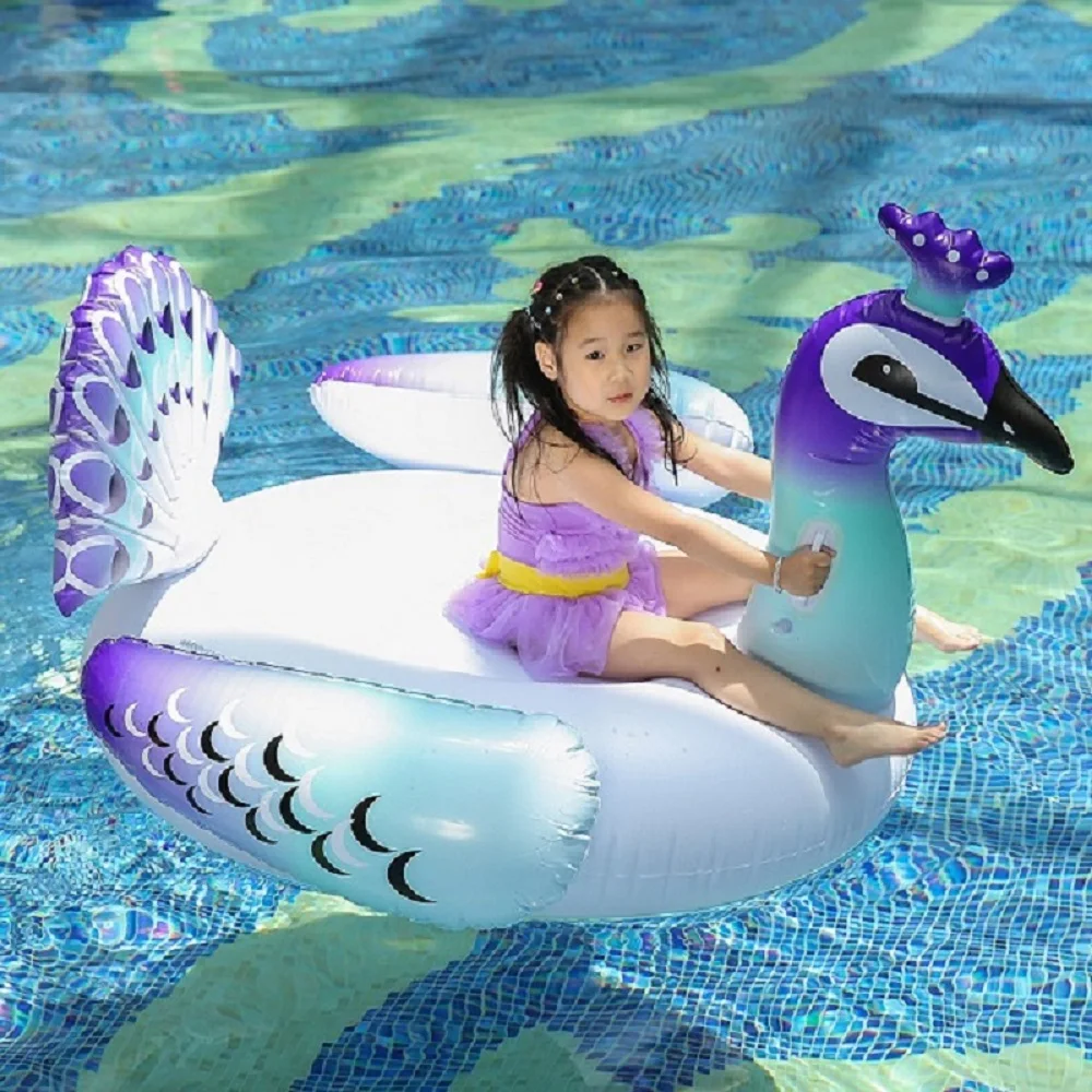 

Rooxin Floating Baby Swimming Ring for Pool 150cm Peacock Thicken PVC Inflatable Swimming Beach Inflatable Woman Swimming Float
