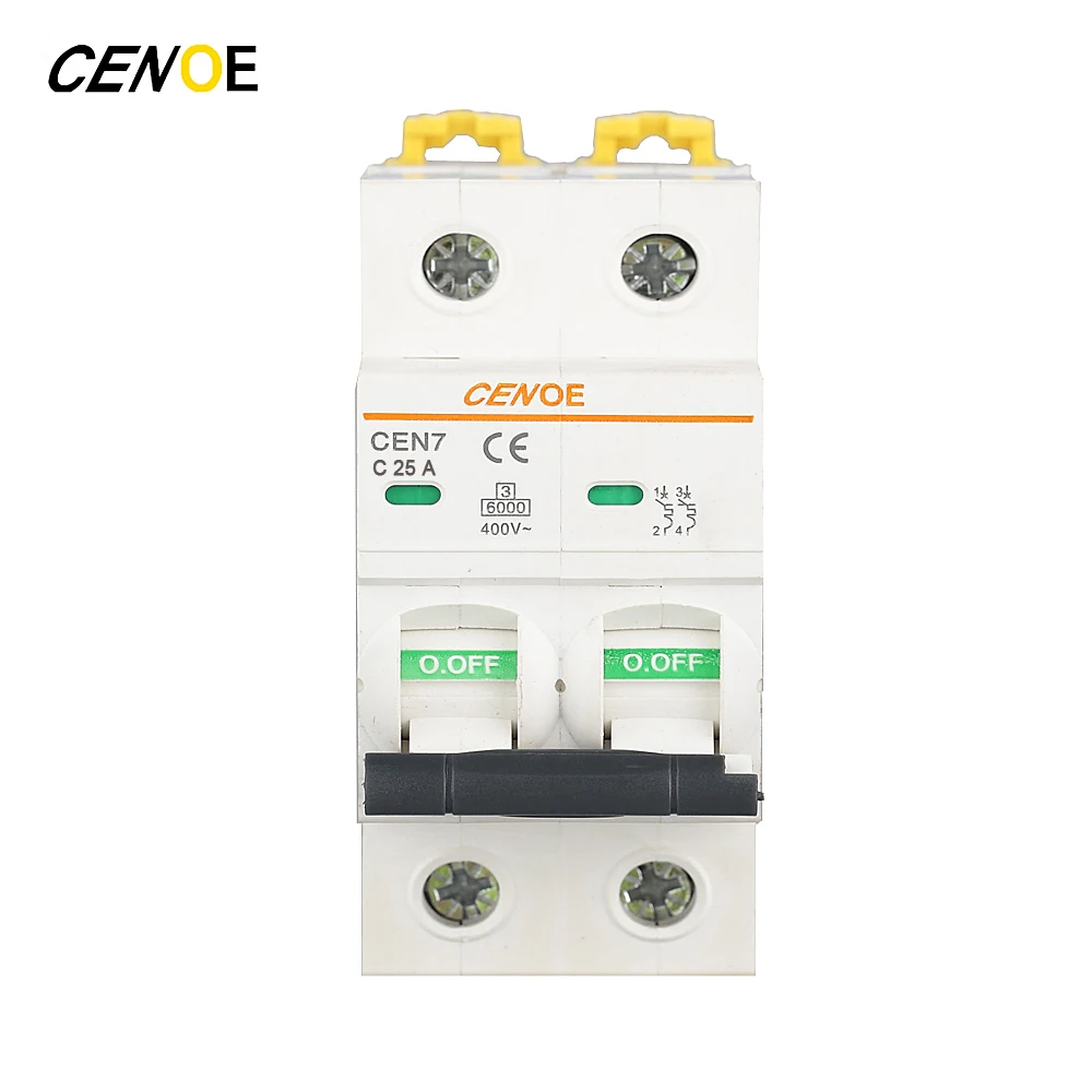 

2018 new 2P 415VAC 25A distribution mini circuit breaker with current overload short circuit protection head switch function