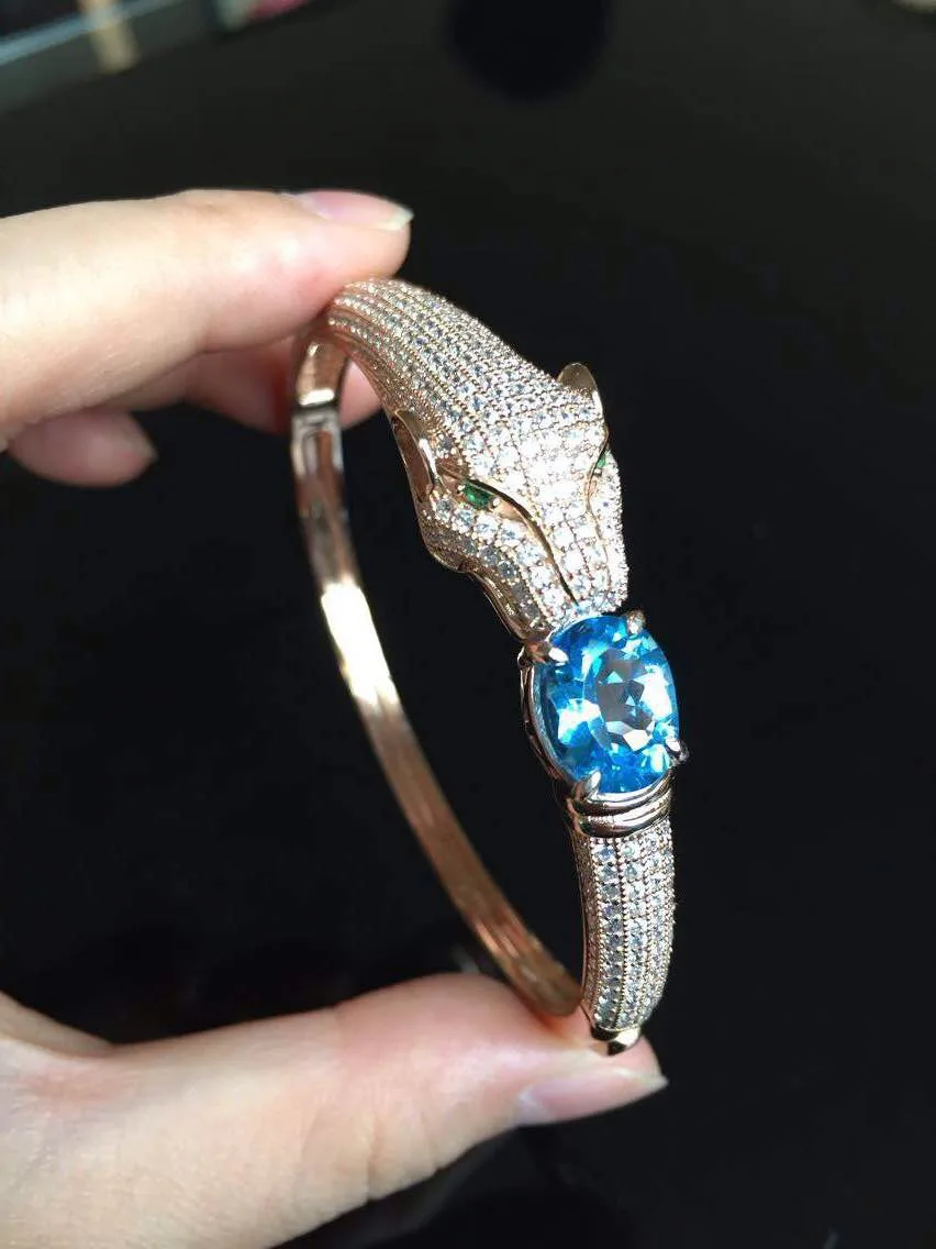  classic s925 silver cheetah natural topaz bracelet stone size is 12mm*9mm*1piece, inner diameter is 61mm 
