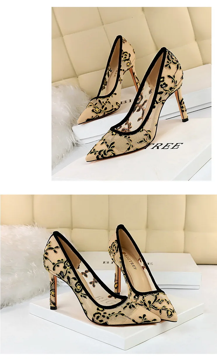 Женская обувь; туфли-лодочки с острым носком; с цветочным узором; с кружевом; на тонком высоком каблуке 9,5 см; свадебные модельные туфли; офисная обувь для вечеринок