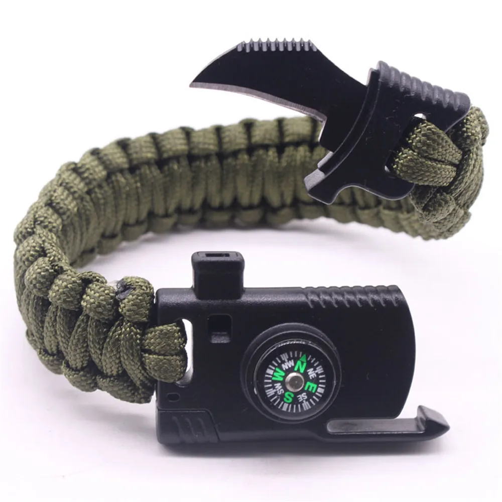 

Outdoor Camping Rescue Emergency Rope Bracelets For Women Braided Bangle Men Multi-function Paracord Survival Bracelet A542