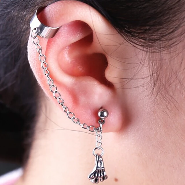 Long Chain Dangle Earrings Skeleton Skull Hand Pendent Cool Ear Long Chain Dangle Earrings Skeleton Skull Hand Pendent Cool Ear Jewelry Man Woman Fashion