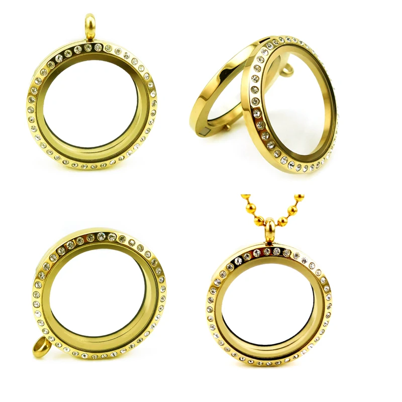 25mm-30mm Round Photo Locket Pendant 316l Stainless Steel Origami Owl Floating Living Lockets and Charms Lockets