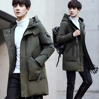 

b New men Clothing Jackets Business Long Thick Winter Coat Men Solid Parka Fashion Overcoat Outerwear plus size 4XL