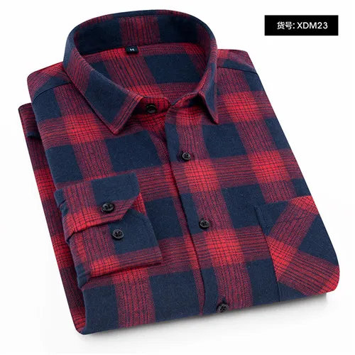 DAVYDAISY новые осенние мужские фланелевые рубашки, клетчатая рубашка, мужские удобные повседневные рубашки с длинным рукавом, Мужская брендовая одежда DS-259 - Цвет: XDM23