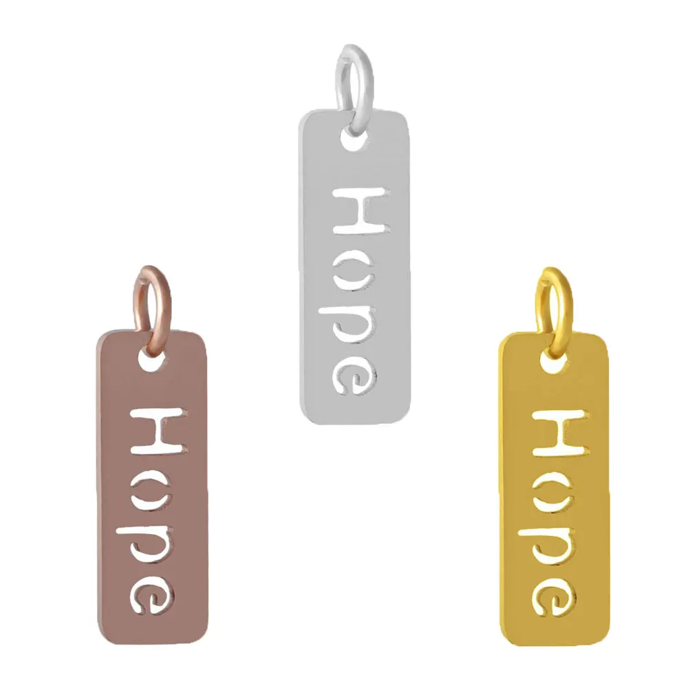 

HAND STAMPED Hope 6mm x 20mm Titanium Steel Dangle Charms Fit DIY Necklace Bracelet Jewelry