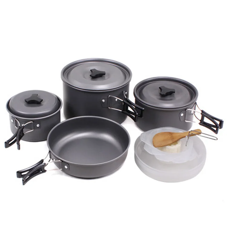 4-5 personas al aire libre Camping cocina olla Camping senderismo vajilla Picnic utensilio Camping cocina olla conjunto Powls
