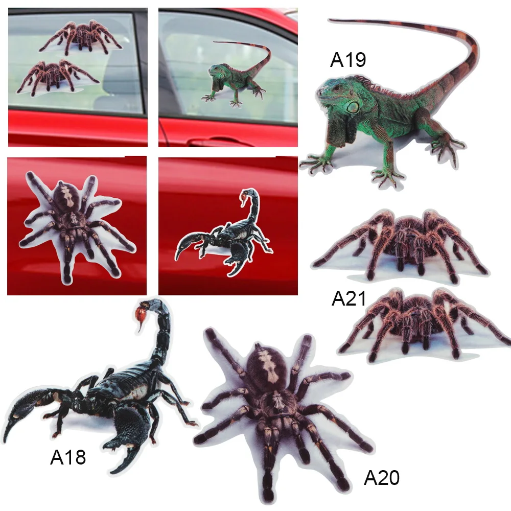 

3D Car Sticker Spider Lizard Scorpions Bumper Retrofit Stickers Simulation Animals Auto Decals Car Styling