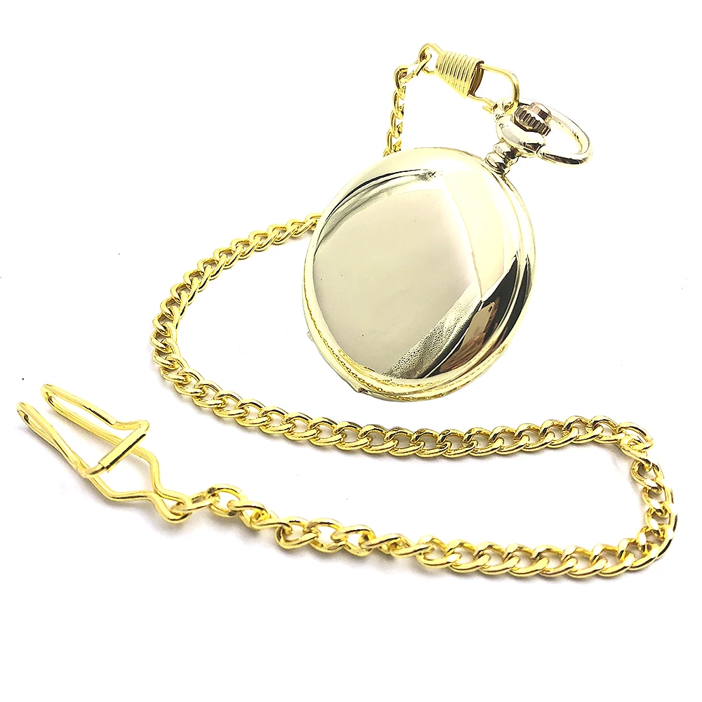 

Luxury Golden Fashion Smooth Double Full Hunter Case Roman Number Skeleton Steampunk Hand-wind Mechanical Fob Pocket Watches