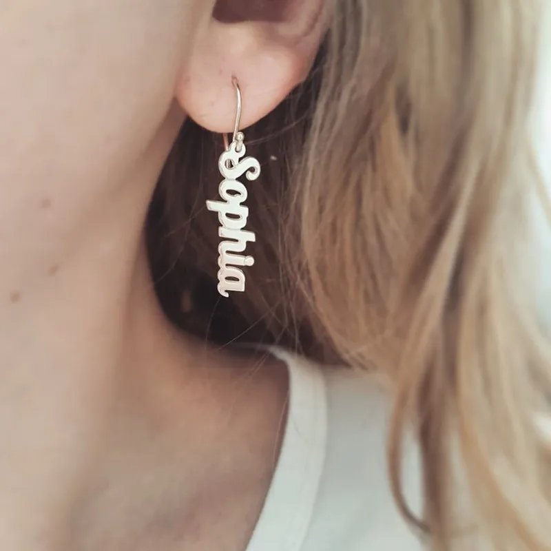 

Dangle Earring Personalized Custom Name Earrings For Women Fashion Jewelry Stainless Steel Handmade Customized Letter Brincos