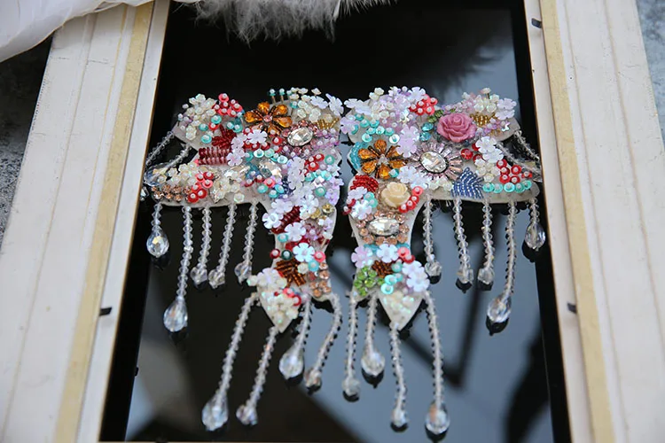 

flower deer tessel rhinestones beaded patches for clothes stickers clothes sew on parches bordados para ropa toppe per vestiti