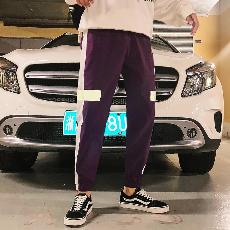 Fashion Casual Men's Harem Pants Autumn And Winter New M-5XL Color Matching Slim Feet Pants Personality Youth Popular
