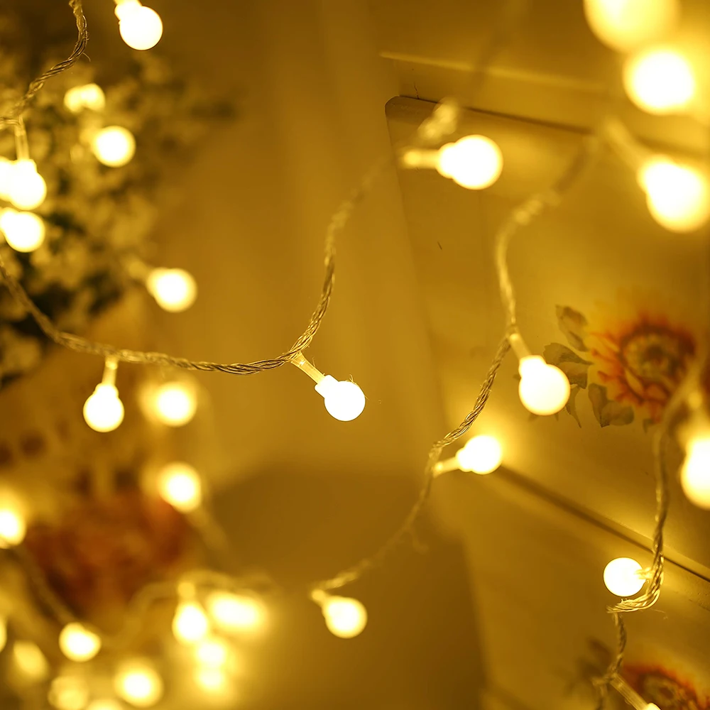 4.1M/10M13.5Ft/34.5Ft LED String Light Globe Ball String Light Fairy Light Valentine's Day Party Christmas Room Decoration D30