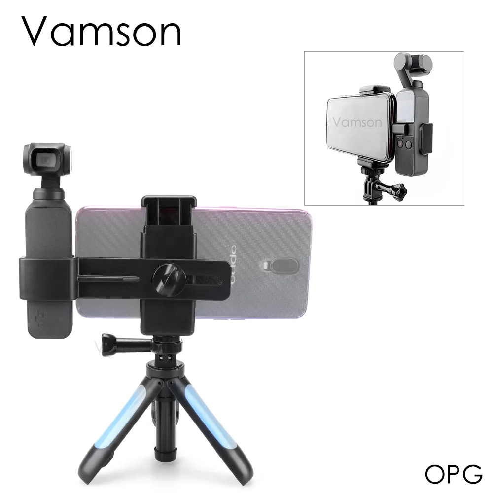 

Vamson for DJI OSMO Pocket Tripod Handheld Phone Holde with Cold Shoe Interface and 1/4 Inch Thread OPG