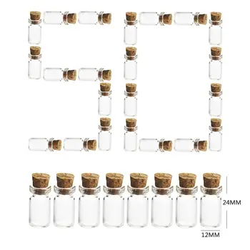

Hot 50Pcs/set 12*24MM 1.5ML Mini Glass Bottles Empty Sample Jars with Cork Stoppers for DIY Craft Decoration Sale - Transparent