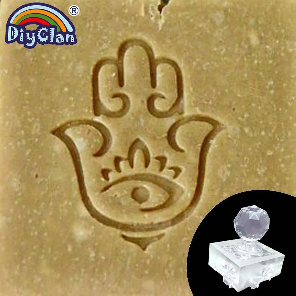 Stamp with handle Хамса мыло ручной работы марки Лотос натуральный прозрачный Diy натуральный органический стекло мыло печать буддийский узор - Цвет: Stamp with handle