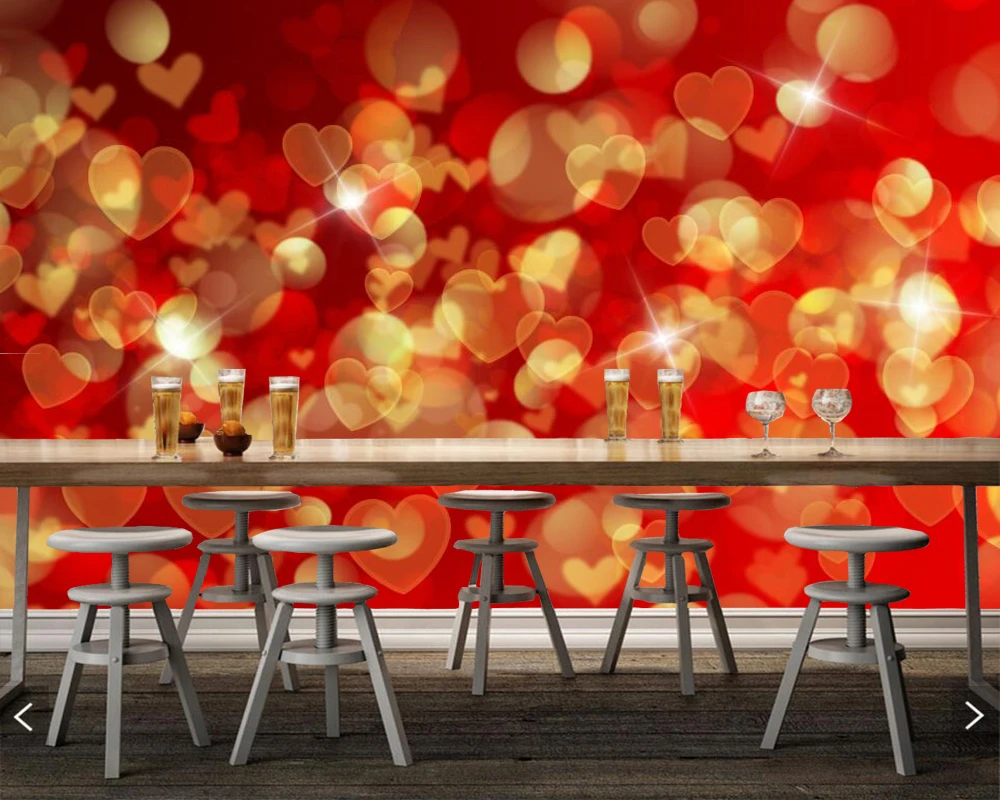 結婚式 リビングルーム ベッドルーム レストラン キッチンのためのハートの壁紙 Papel De Parede De Paredeheart Wallpaper Aliexpress