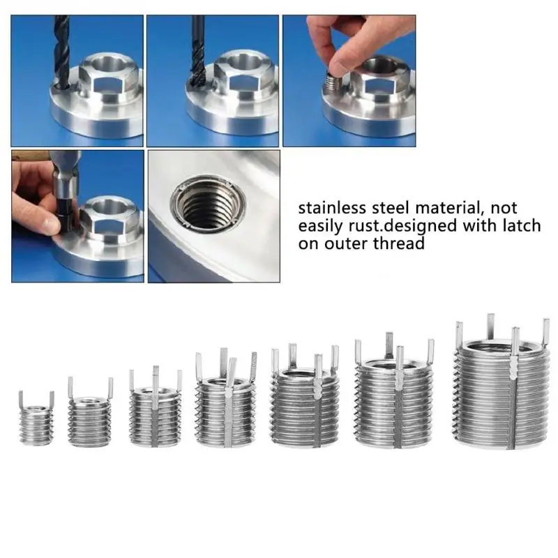 7 размеров вставки для ремонта резьбы из нержавеющей стали самонарезающие