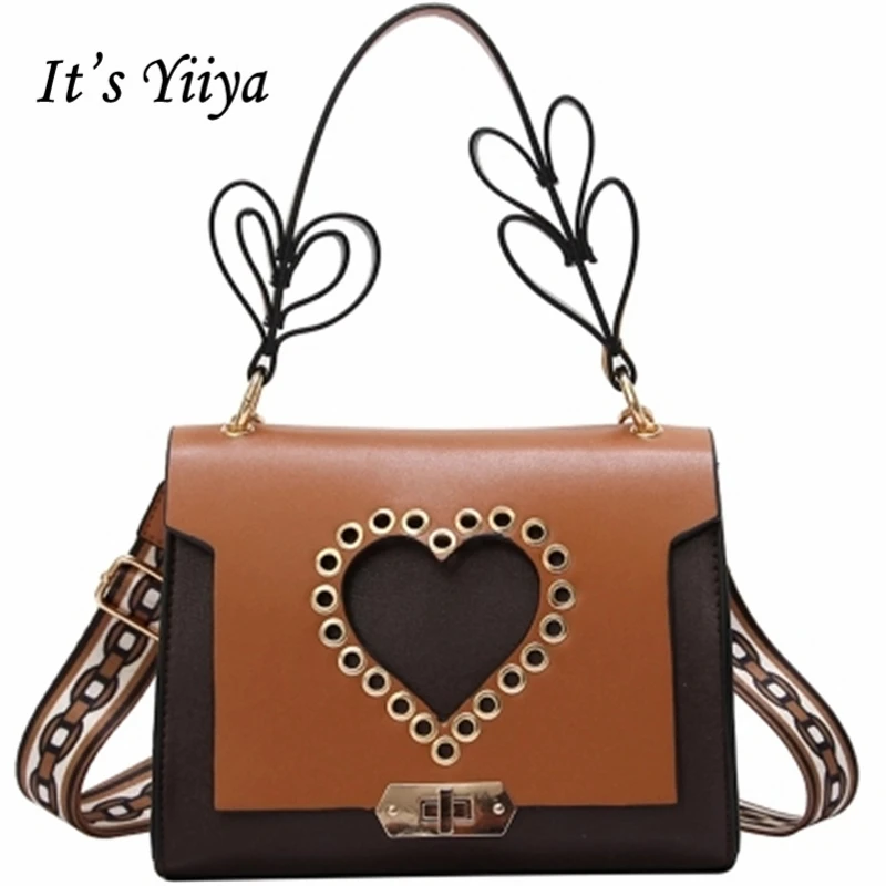 

It's YiiYa 2018 Summer Women HandBag Casual Fashion Flap European Style bolsa feminina Panelled Heart Pattern Girls Bags XK8191