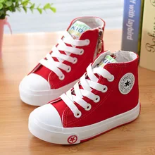Enfants Nouvelle Haute-top Casual Toile Chaussures Solide Couleur Blanc Chaussures Pour Garçons Filles En Plein Air Enfants Wear Fashion Sneakers Size24-37
