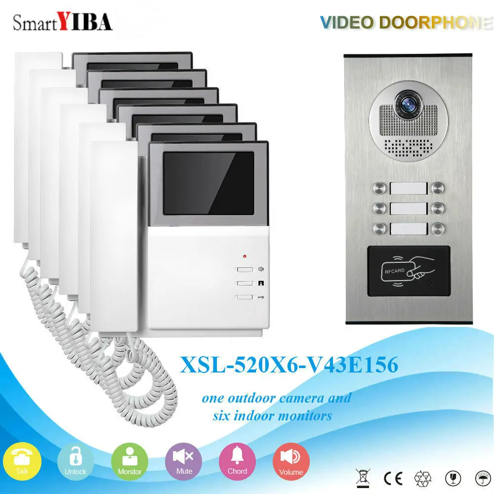 Домофон SmartYIBA RFID для дома домофон с камерой квартиры 6/8/10/12 ручных