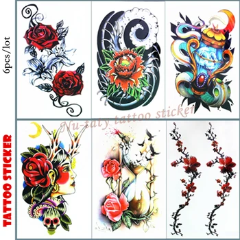 

Nu-TATY flower Temporary Tattoo Body Art Arm Flash Tattoo Stickers 12*20cm Waterproof Tatto Henna Fake Tatoo