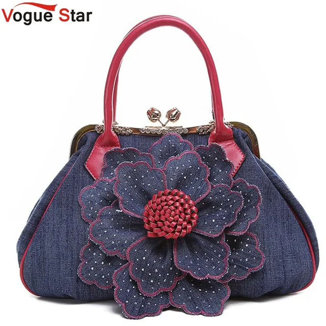 Vogue Star 2018 Top Quality Brand New Women Bag Fashion Denim Vogue Star 2018 Top Quality Brand New Women Bag Fashion Denim Handbags Flower Shoulder Bags Design