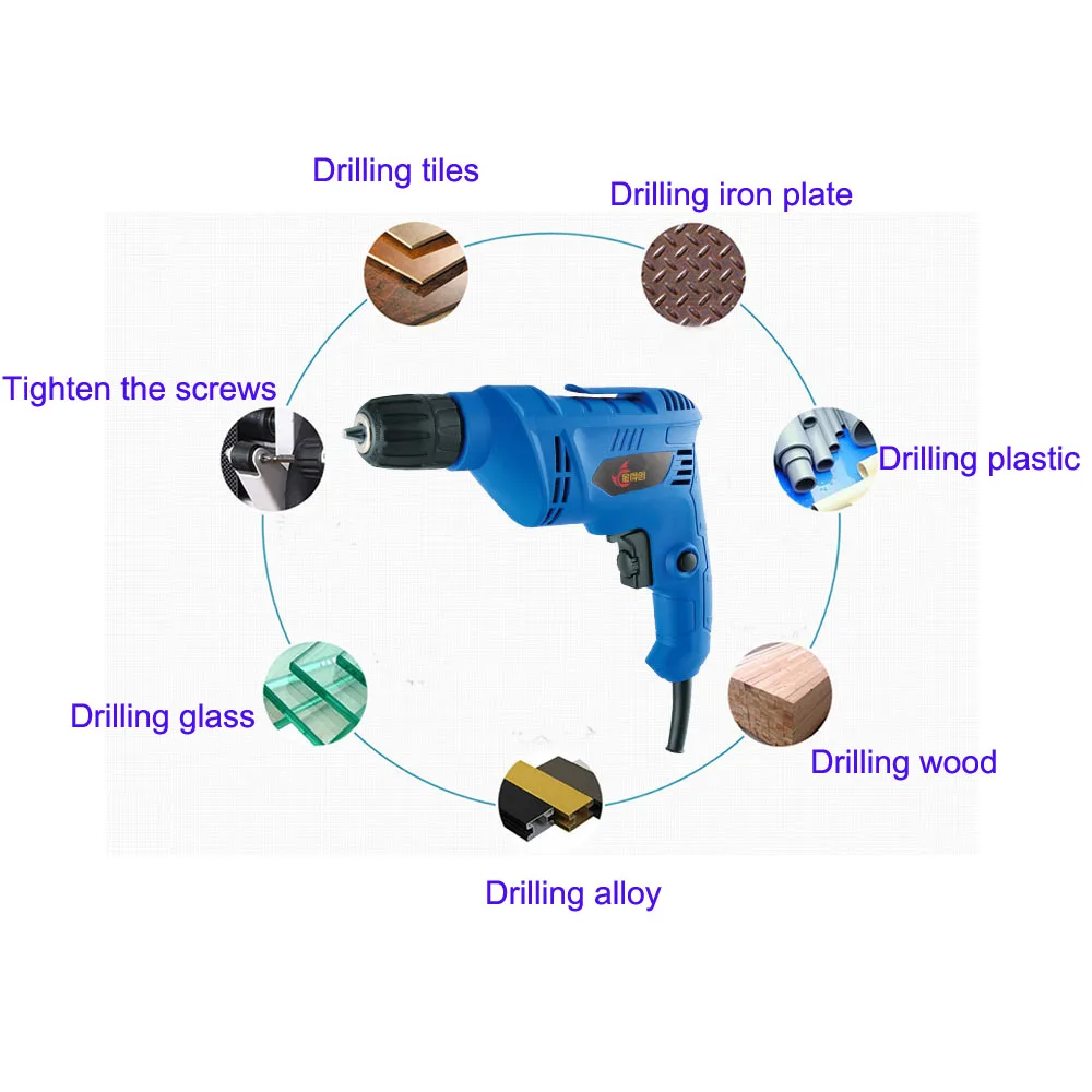 Многофункциональная электрическая отвертка, электрическая дрель для затягивания шурупов, керамическая плитка, стеклянный сплав, железо, пластик, дерево, сверление