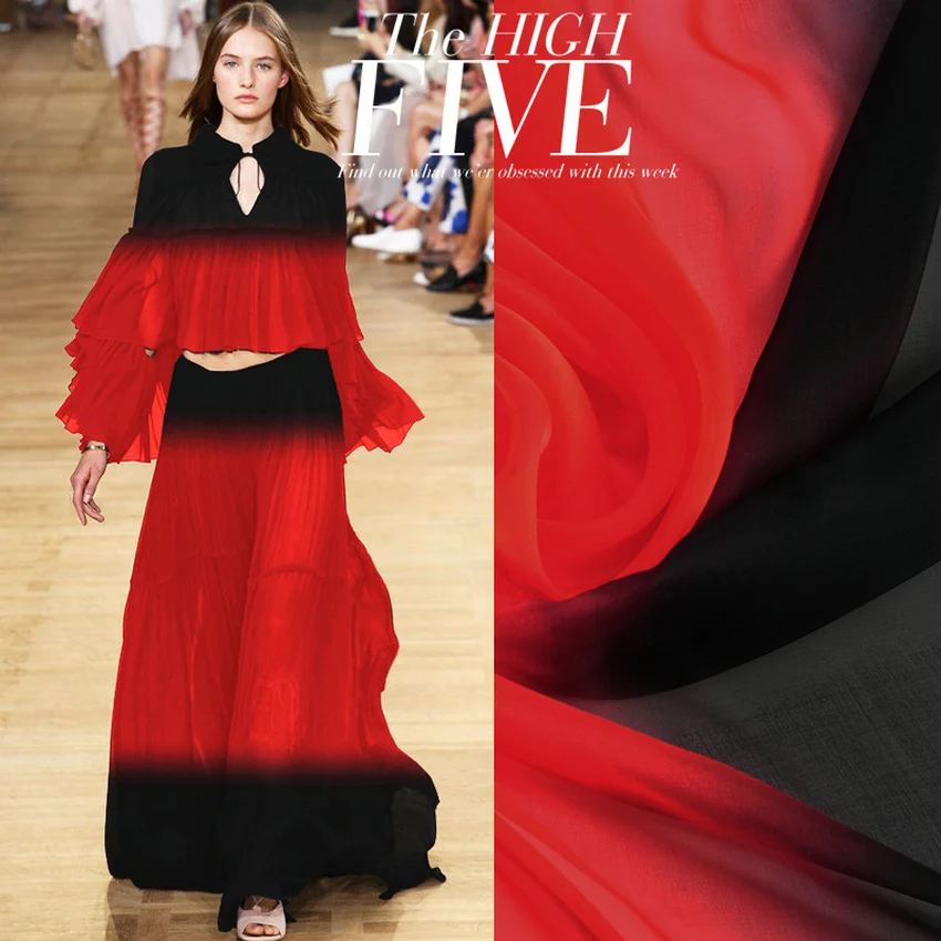 Шелковая шифоновая ткань с принтом для летнего шелкового платья и шелкового шарфа