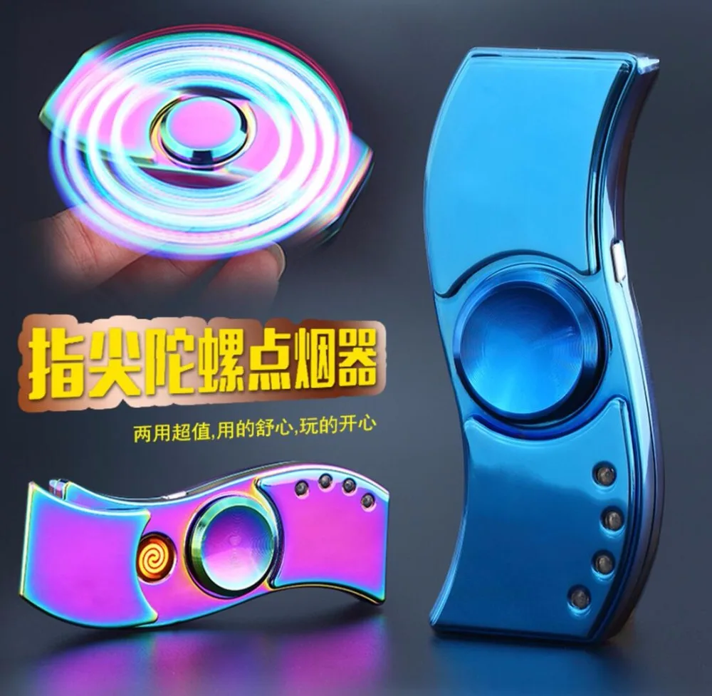 

LED USB Charging Cigarette Lighter Hand Spinner Fidget Relief EDC Anti Stress Finger cry Toy ARC lighters
