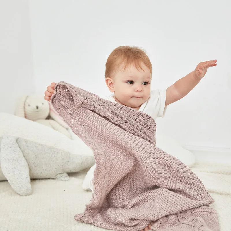 Baby Blankets Knitted 100% Cotton Newborn Infant Swaddling Blanket Wrapper Winter Warm Toddler Stroller Bedding Covers 100*80cm