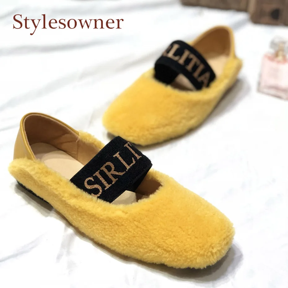 

Stylesowner 2018 new fashion wool fur flat shoes women round toe slip on lazy women loafer shoes comfortable casual shoes female
