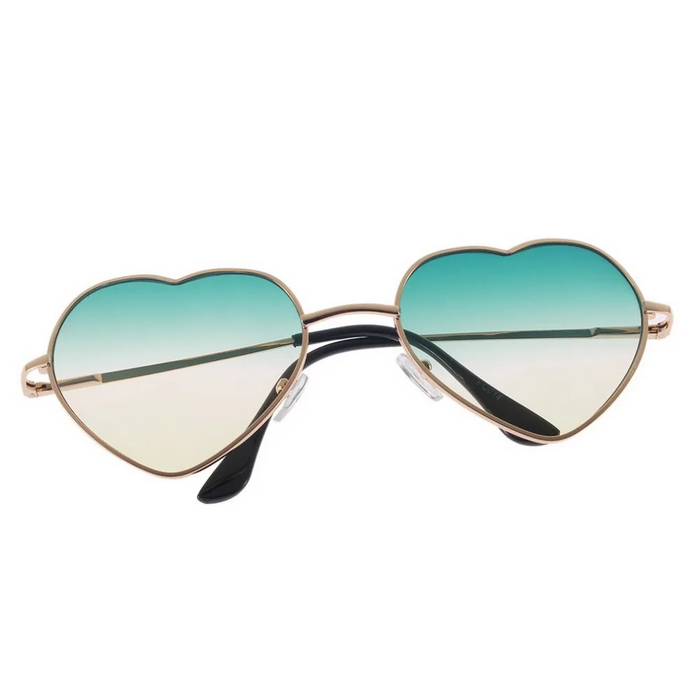 Summer Style Women Heart Shaped Round Alloy Gradient Shades Lens Metal Frame Sunglasses Sun Glasses