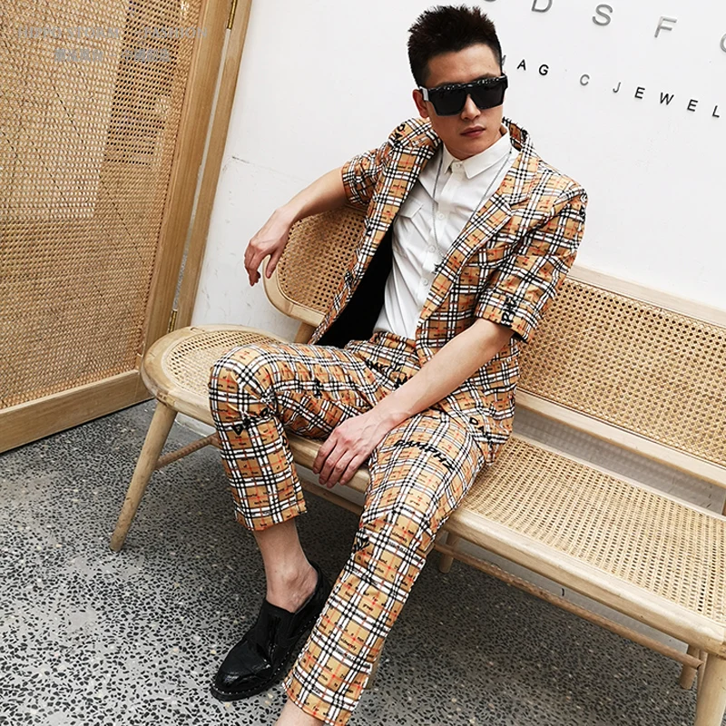 

M-6XL!!!Personality in the sleeve suit big style Korean version of the British casual suit nightclub tide male hairdresser.