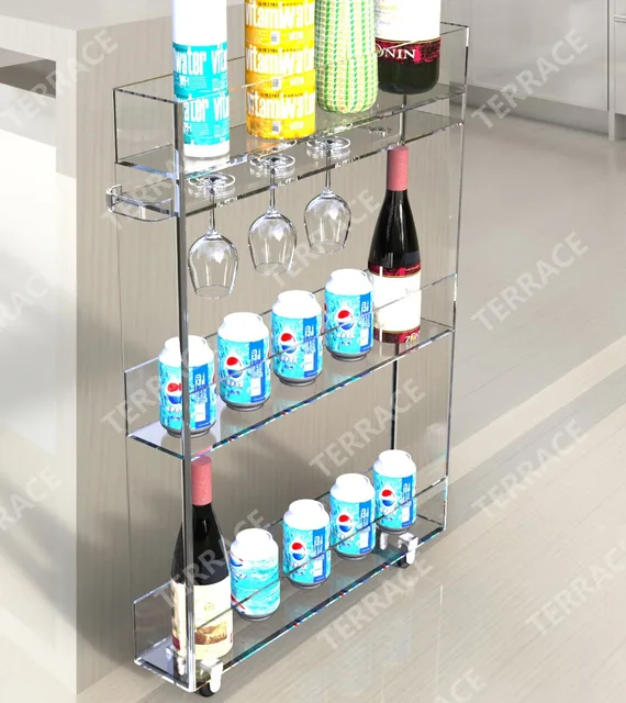 Rolling Acrylic Kitchen Storage Rack With Wine Gl Holder Lucite Rolling Acrylic Kitchen Storage Rack With Wine Gl Holder Lucite Bathroom Shelf Handles