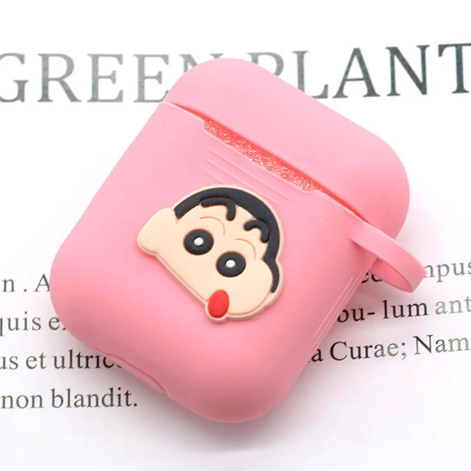 Мультяшный беспроводной Чехол для наушников для Apple AirPods 2, силиконовый чехол для зарядки наушников s, защитный чехол для AirPods - Цвет: pink crayon shincha