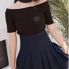 Стиль милые босоножки на юбка с бантом Для женщин плиссированная юбка Высокая Талия безопасности внутри мини-юбка студент все соответствующие линии юбки