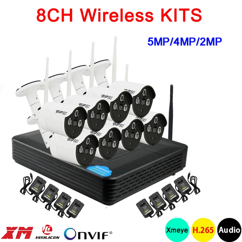 

Hi3516D 5mp/4mp Three array Infrared Audio ICsee Waterproof H.265+ 25fps 8CH 8 Channel WIFI Wireless IP Camera kits
