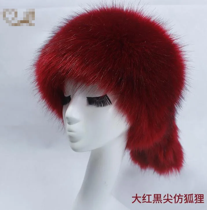 Очень теплые! Осенняя и зимняя мужская и женская утолщенная теплая шапка из искусственного меха с защитой ушей зимняя шапка из искусственного меха - Цвет: wine red