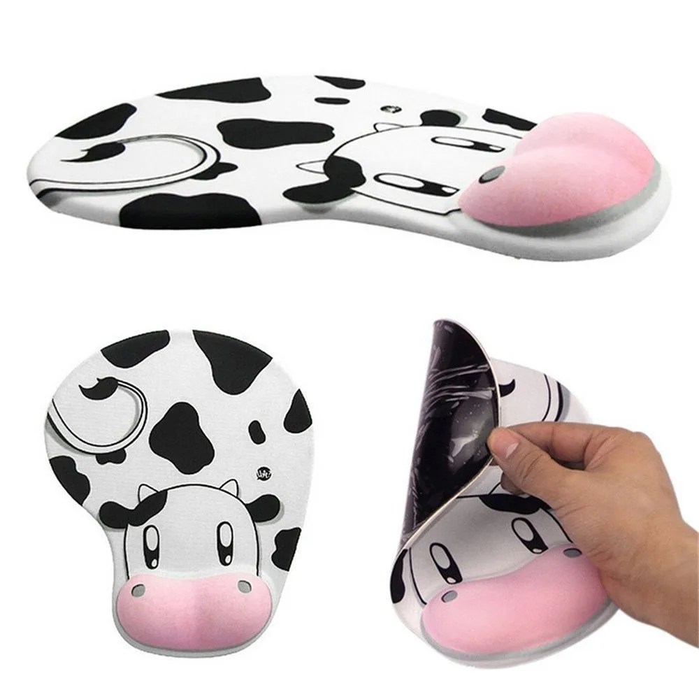

Cute Cow Anti-Slip Computer Mouse Pad Mat with Gel Wrist Support for PC Macbook Laptop Accessories 0A Drop Shipping