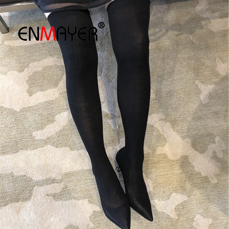 

ENMAYER Women Over The Knee Boots Pointed Toe Shoes Winter Warm Lady Fashion Boots High Heels Sexy Thin heels Size 34-39 CR1580
