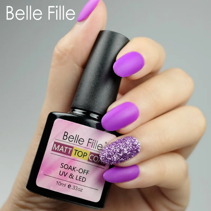 

Belle Fille Matte Base and Top Coat UV Gel Nail Polish Matt Lacquer Soak Off Primer Gel Polish Matt Top and Base