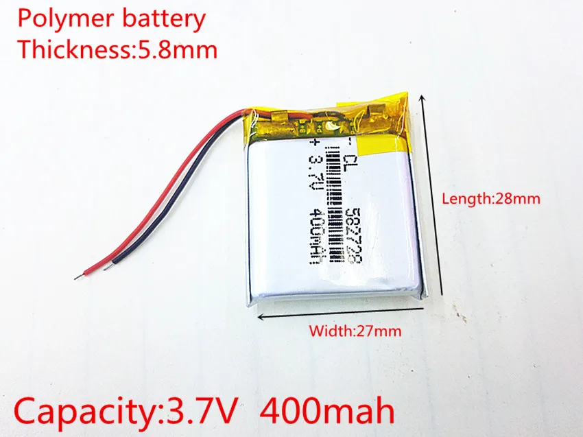 3,7 V 400mAH 582728 PLIB полимерный литий-ионный/литий-ионный аккумулятор для умных часов, gps mp3, mp4, мобильных телефонов, DVD, динамиков