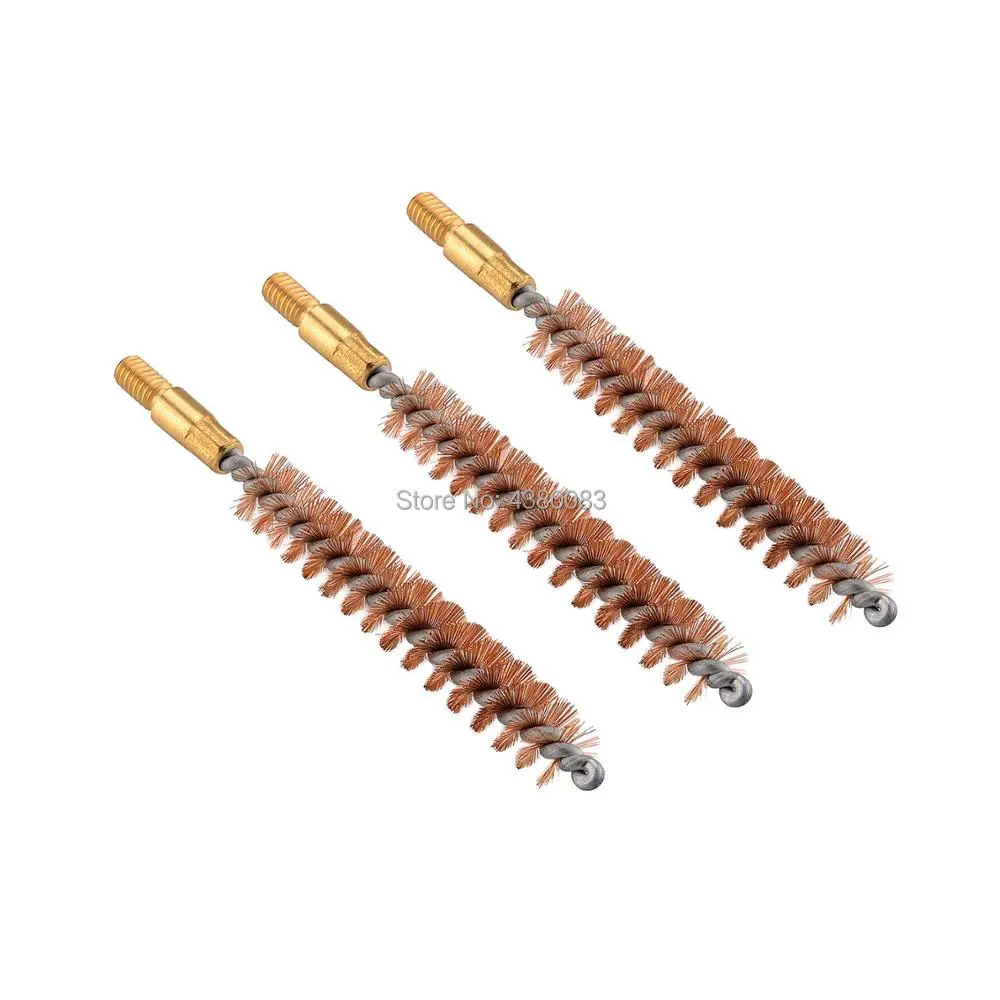 3 X Bronze Bristle Bore Long Brush .30 Caliber 8x32 Thread for Gun