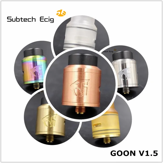 

Sub Two Apocalypse GOON V1.5 RDA Atomizers With Wide Bore Drip Tip 24mm PEEK Insulators 6 Colors Fit 510 E Cigarette