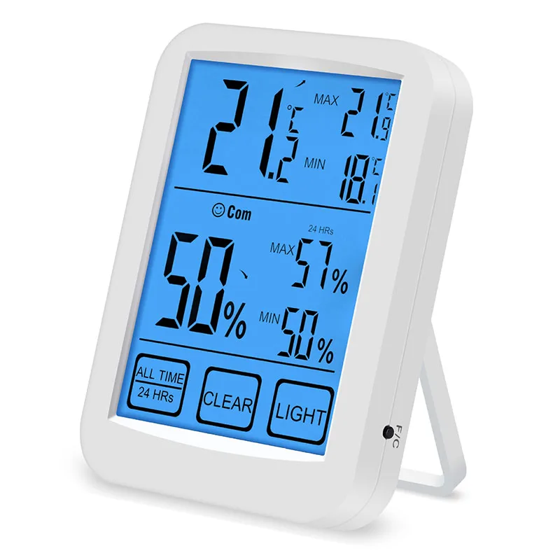 

Big LED Touch Screen Digital Thermometer Indoor Outdoor Hygrometer Monitor Temperature Humidity Measuring