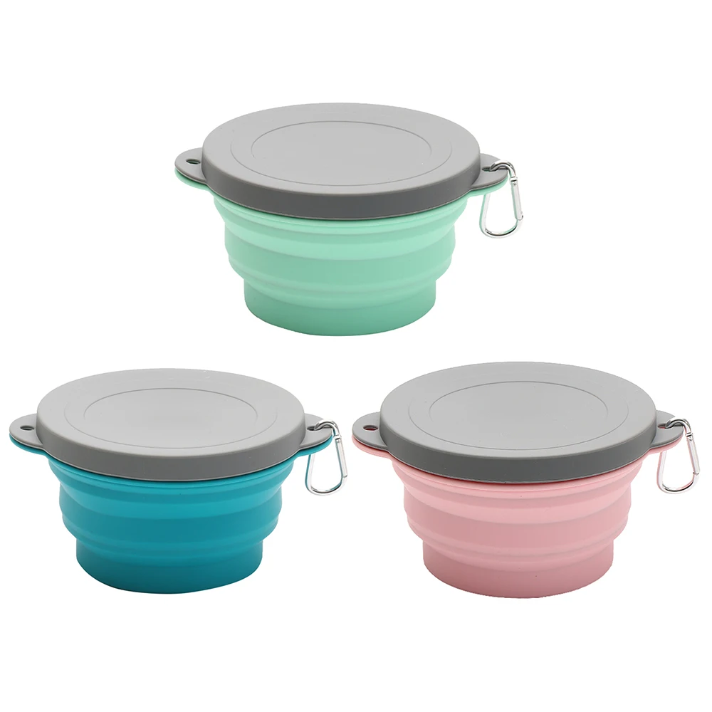 Портативная силиконовая складная миска, походная посуда, покрытая ...