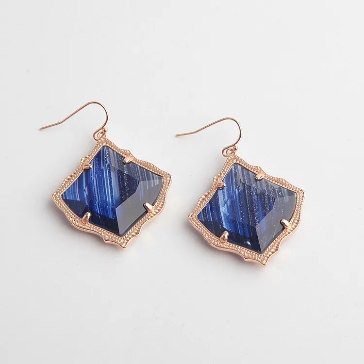 

Free shipping new product fashion rhombus Irregular earrings Blue sands earrings female
