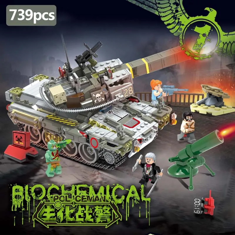

739pcs Military series biochemical warfare super Rhino Heavy Tank T-80 Mutants figures Building Blocks Toy for Children gifts